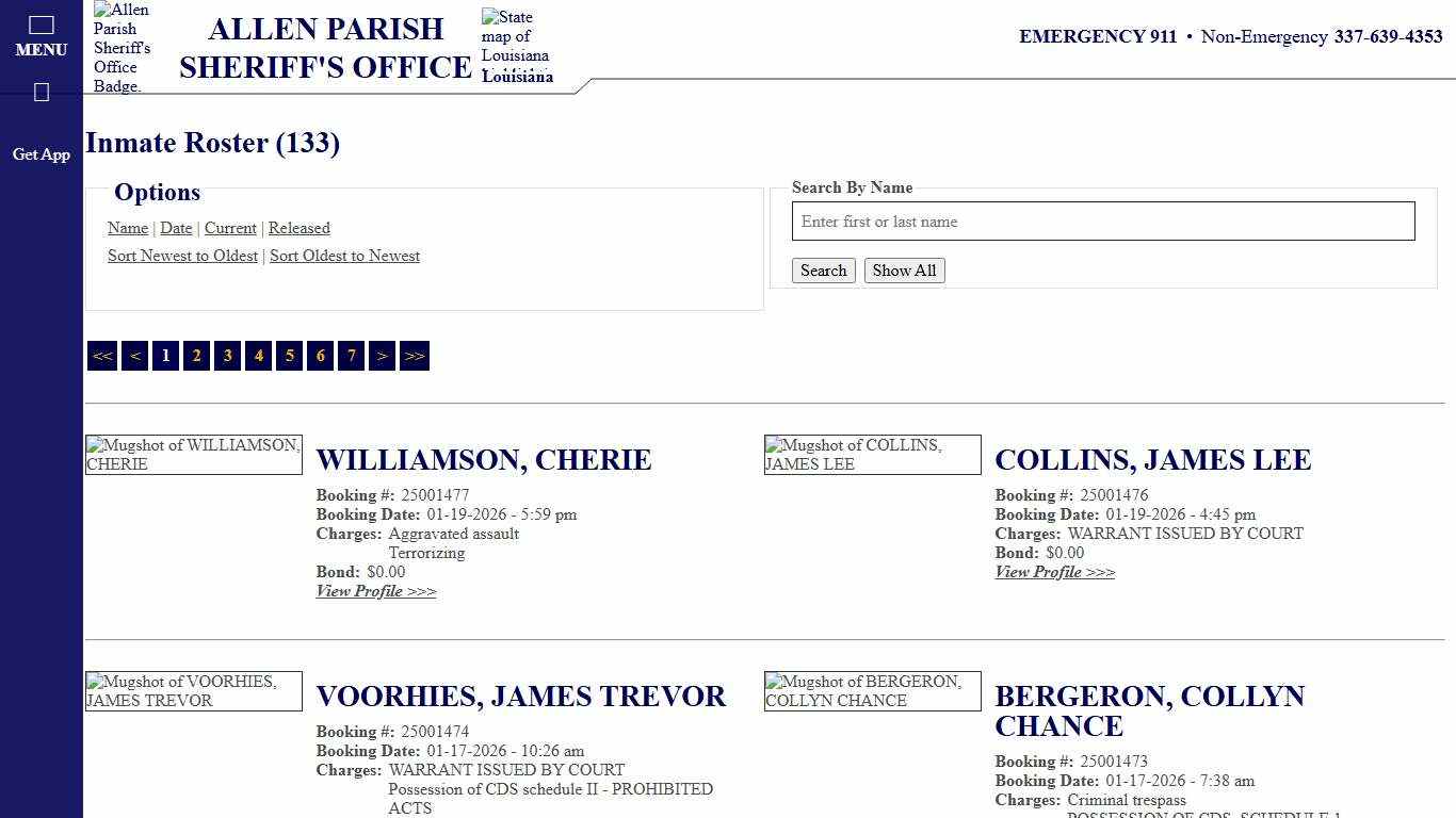 Inmate Roster - Current Inmates Booking Date Descending - Allen Parish Sheriff's Office
